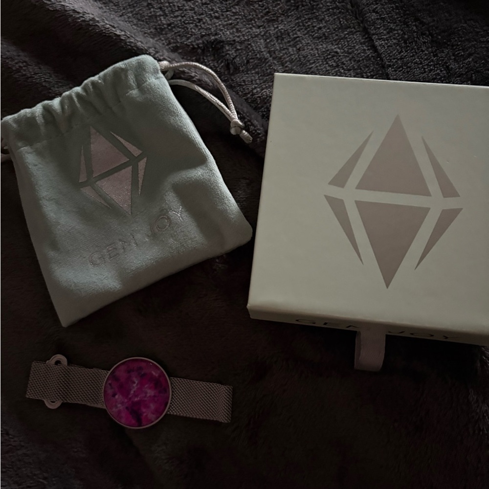 Gem Joy Purple Watch with Silver Mesh Band